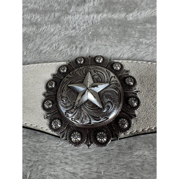 Kate Cate XXS Regina Belt White In Nappa Calfskin w/ Silver Star Conchos & Adjus main image 2